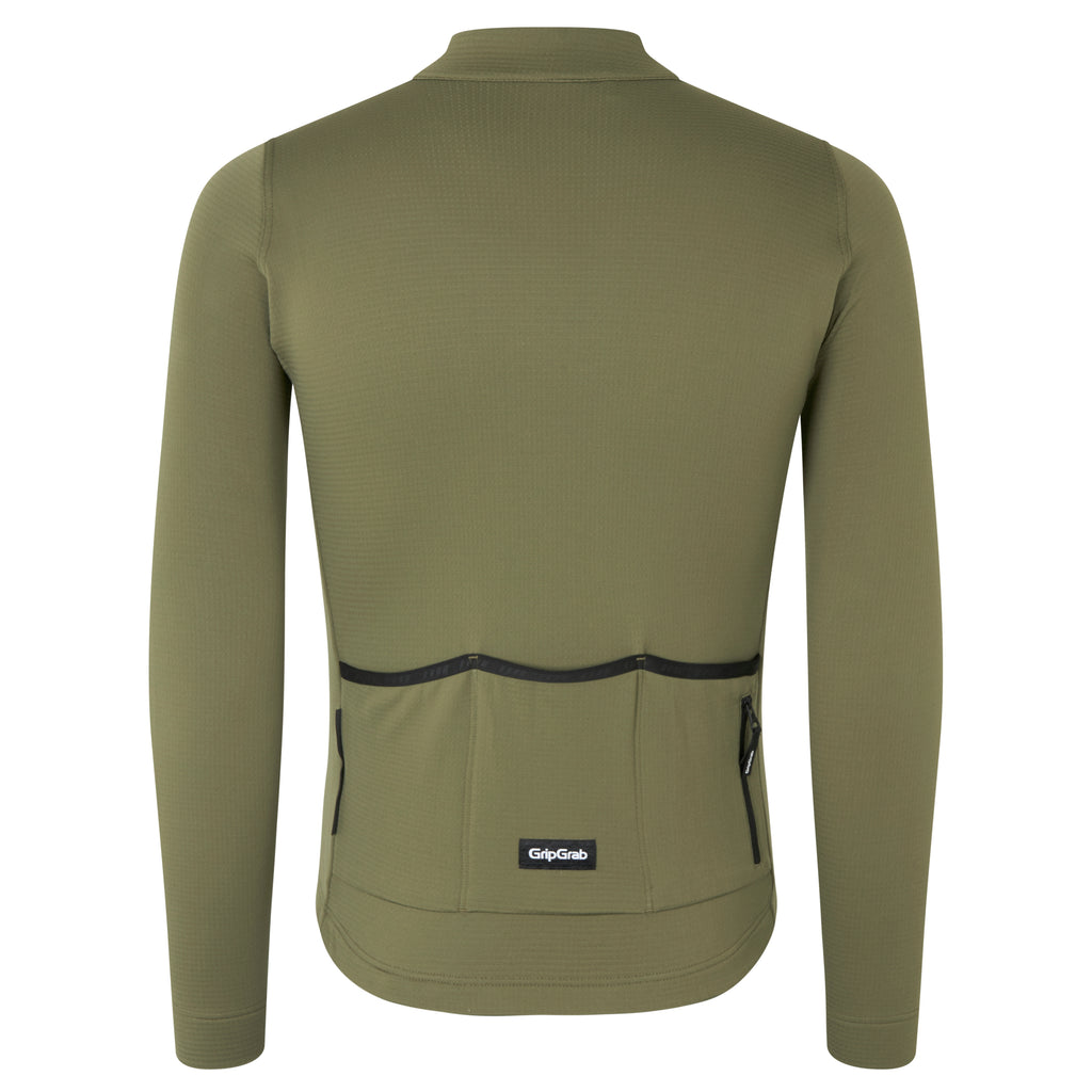 GripGrab Gravelin Merinotech Thermal Long Sleeve Jersey (Olive Green)