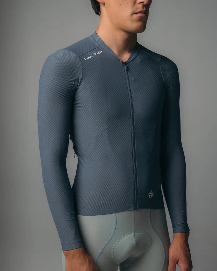 Pedal Mafia Men's Pro Delta Long Sleeve Jersey (Dark Blue Steel)
