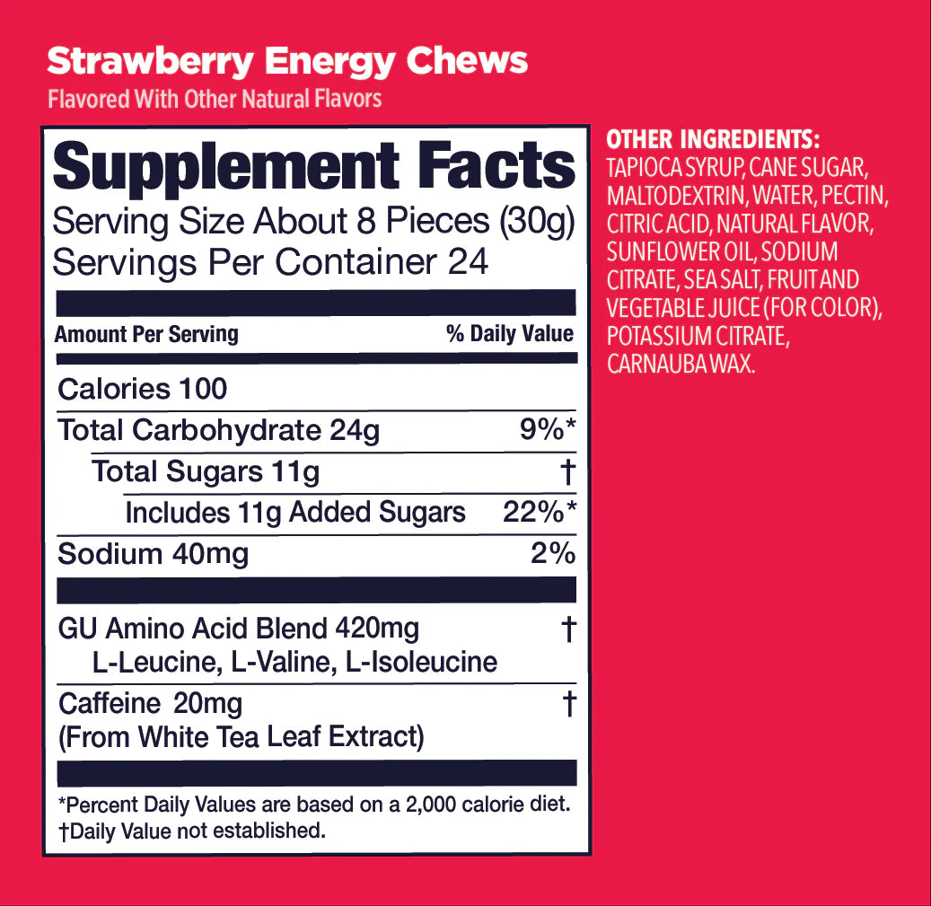 GU Energy Chews (Strawberry +Caffeine)