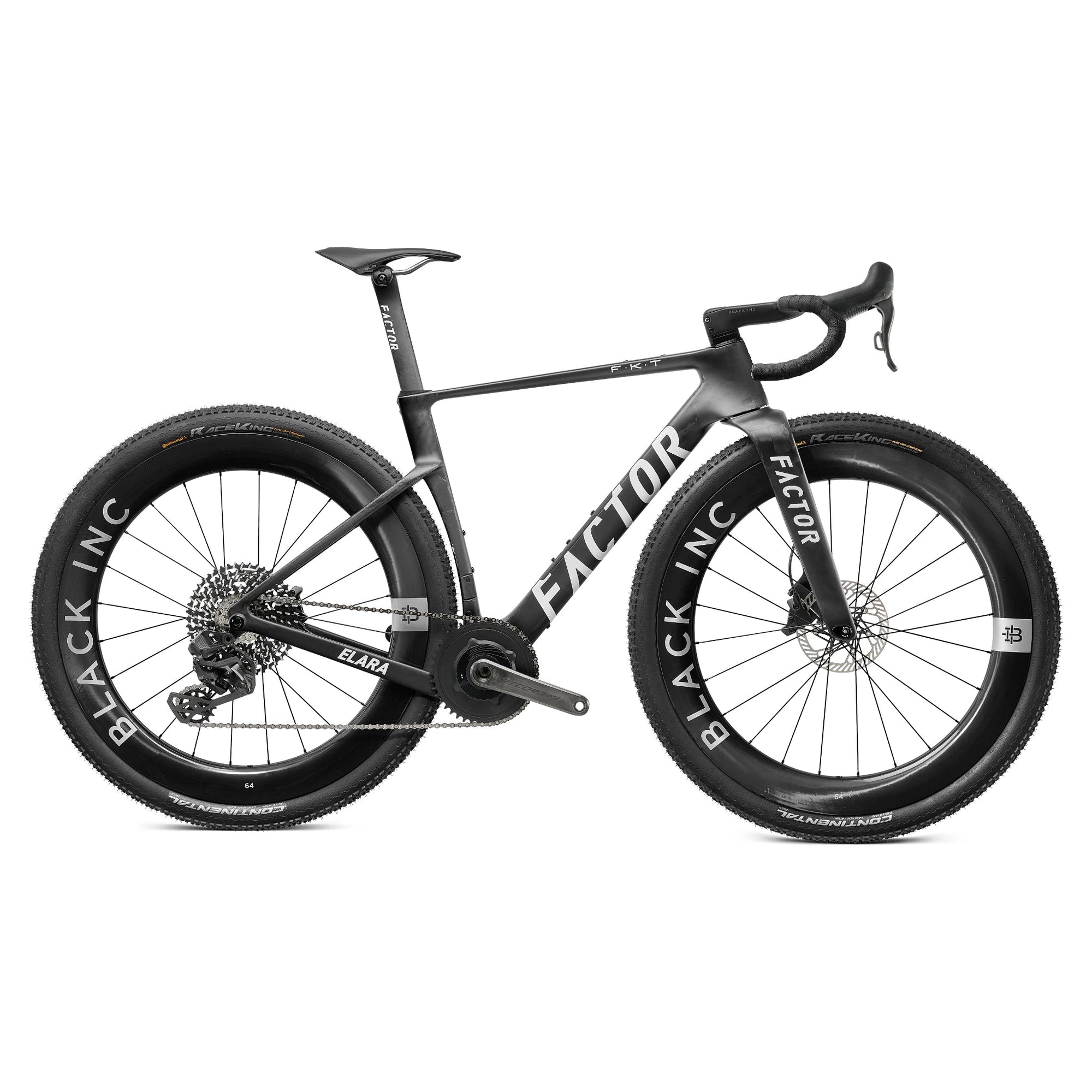 Factor Elara gravel bike in Matte Carbon, side profile